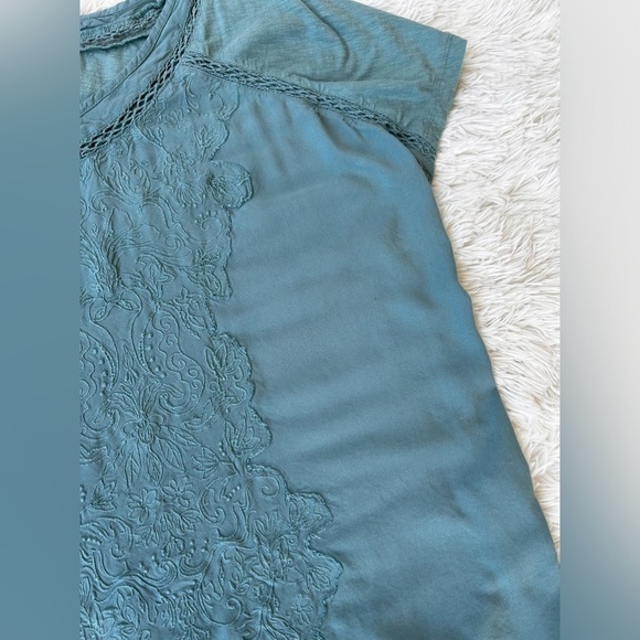 Gloria Vanderbilt Womens Aqua Short Sleeve Top Size XXL♥️5/25$ - Picture 5 of 8